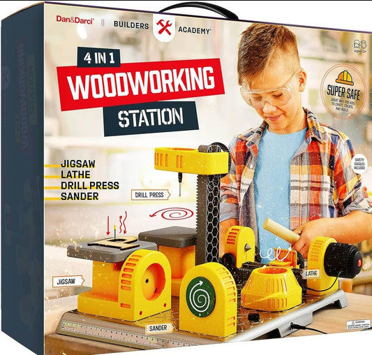 4 in 1 Woodworking Station For kids: Real Construction Tools