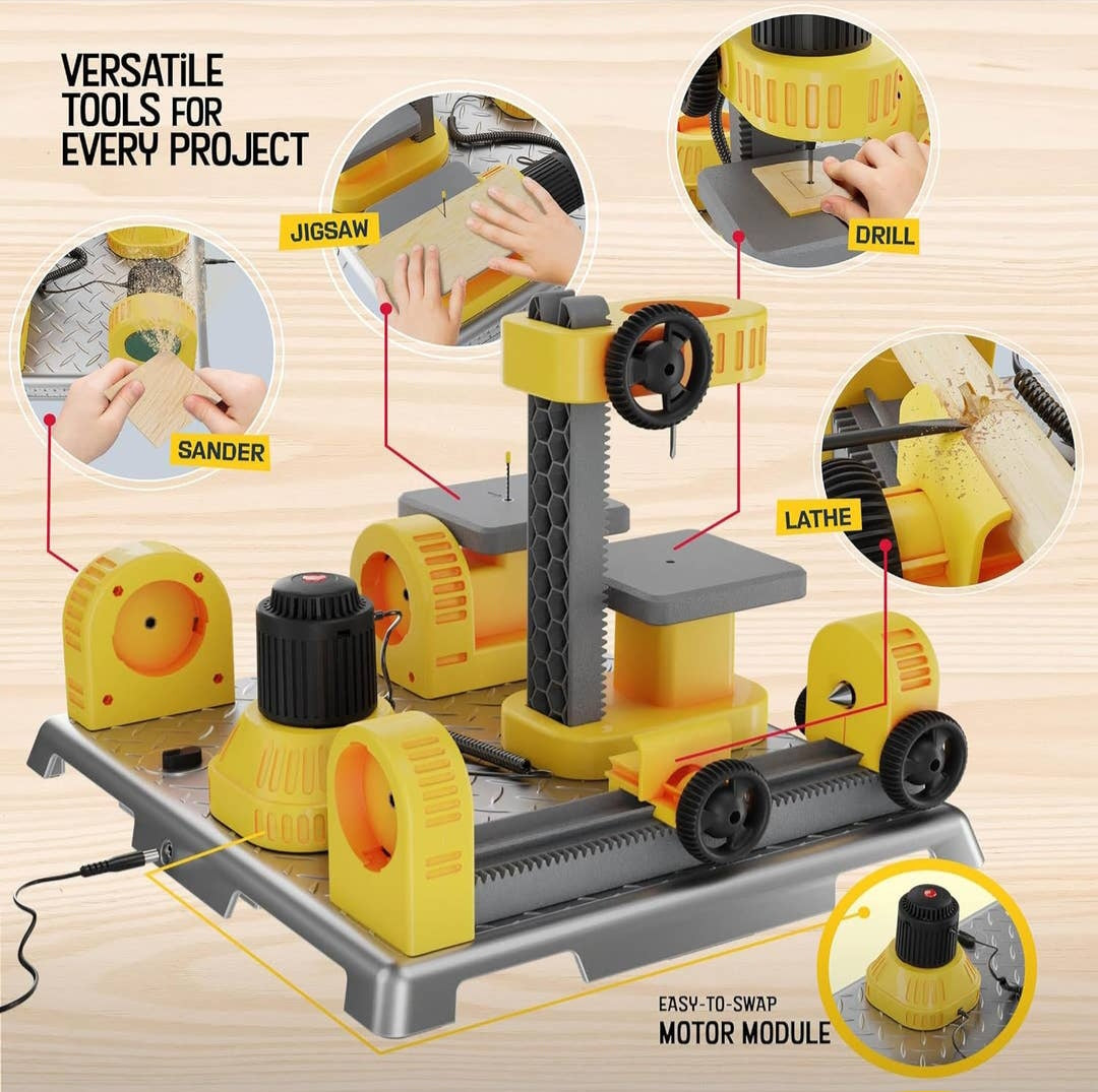 4 in 1 Woodworking Station For kids: Real Construction Tools