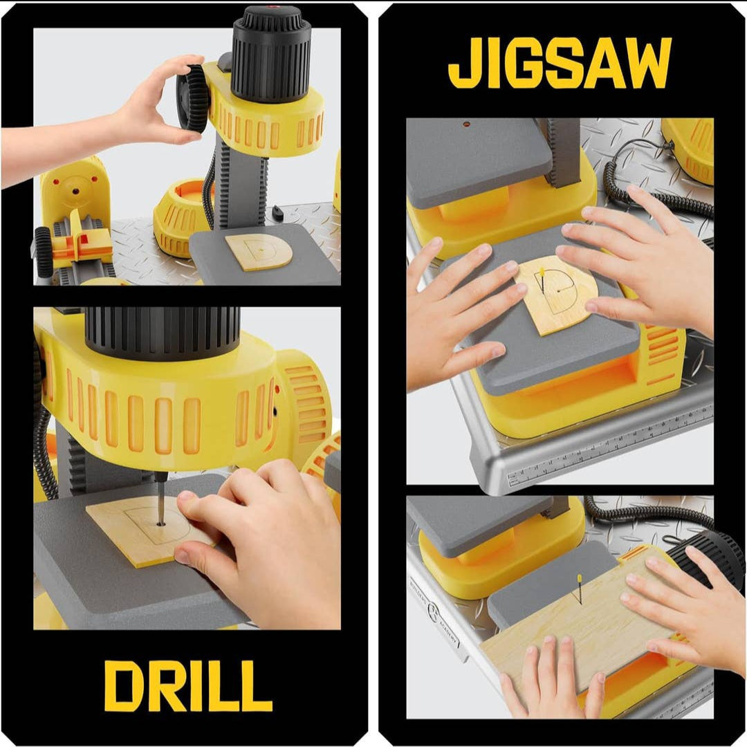 4 in 1 Woodworking Station For kids: Real Construction Tools