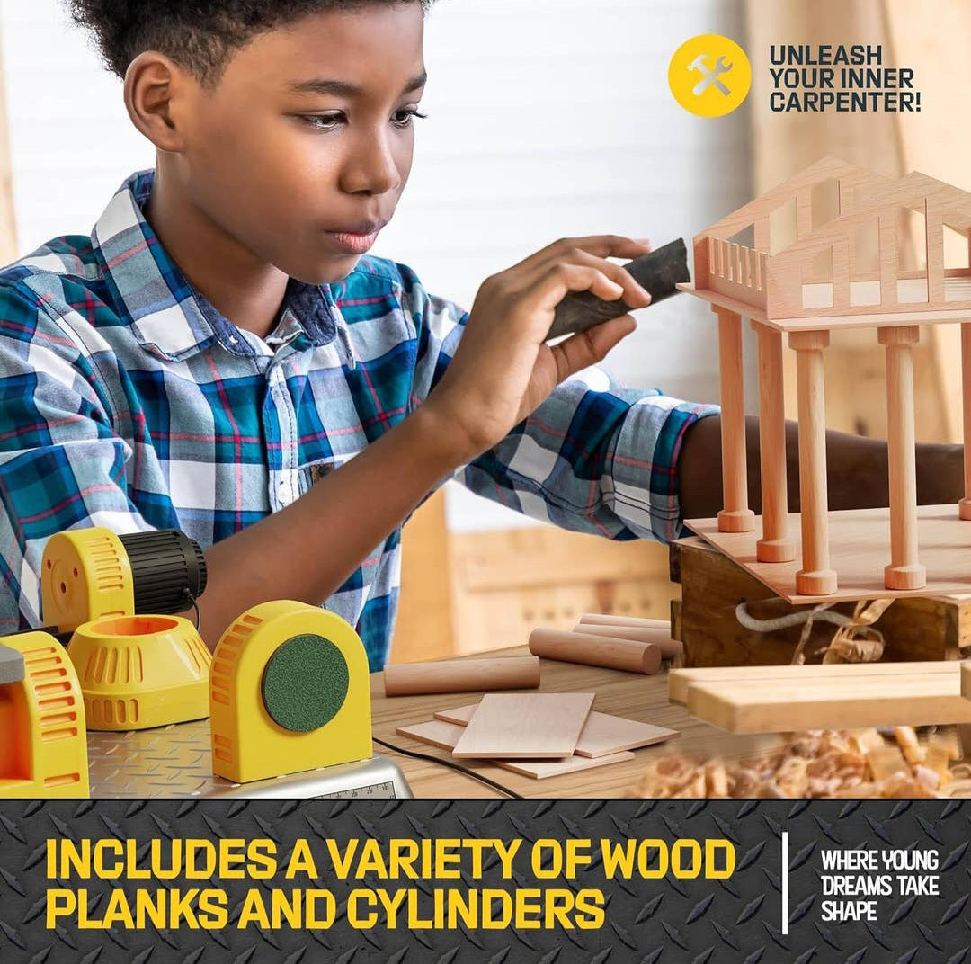 4 in 1 Woodworking Station For kids: Real Construction Tools