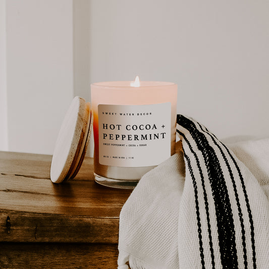 Hot Cocoa & Peppermint Candle